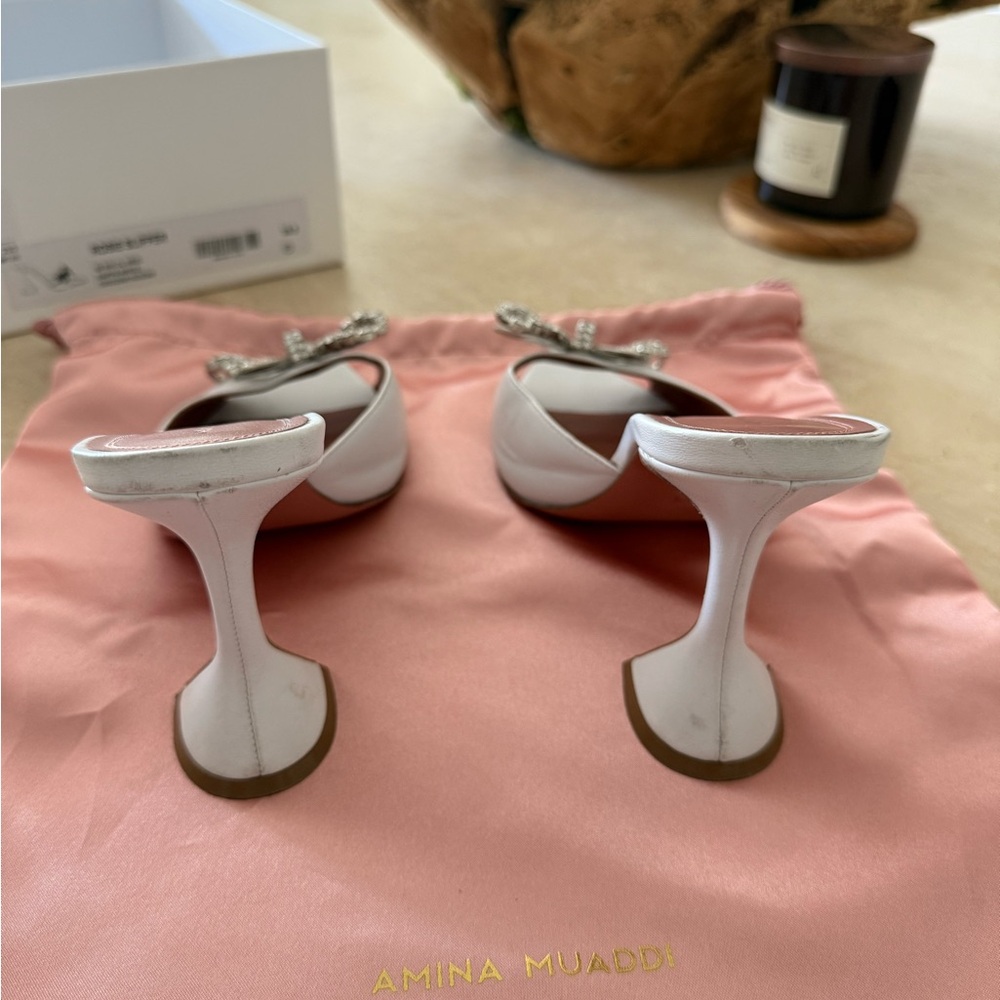 Amina Muaddi White Rosie Slipper - Picture 8 of 10
